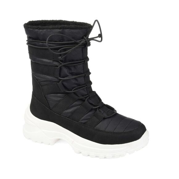 JOURNEE COLLECTION Womens Black Waterproof Icey Platform Lace-Up Snow Boots 7.5 - Picture 1 of 4